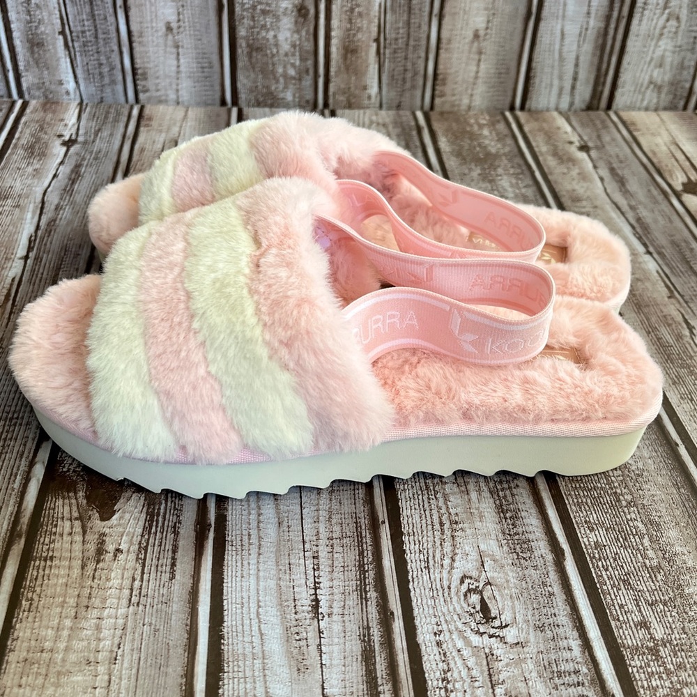 UGG Koolaburra Fuzz’n Slipper Slides Pink/White - Picture 7 of 8